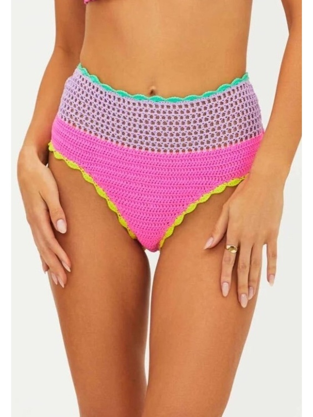 Beach Riot Crochet Wyatt Technicolor Rays Bikini Bottom Swim Size Large